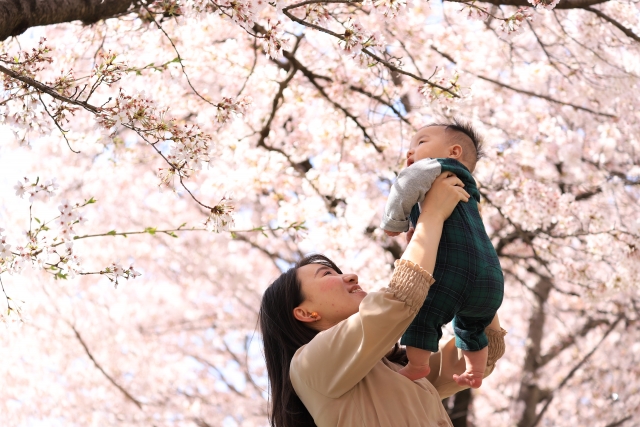 赤ちゃんと桜